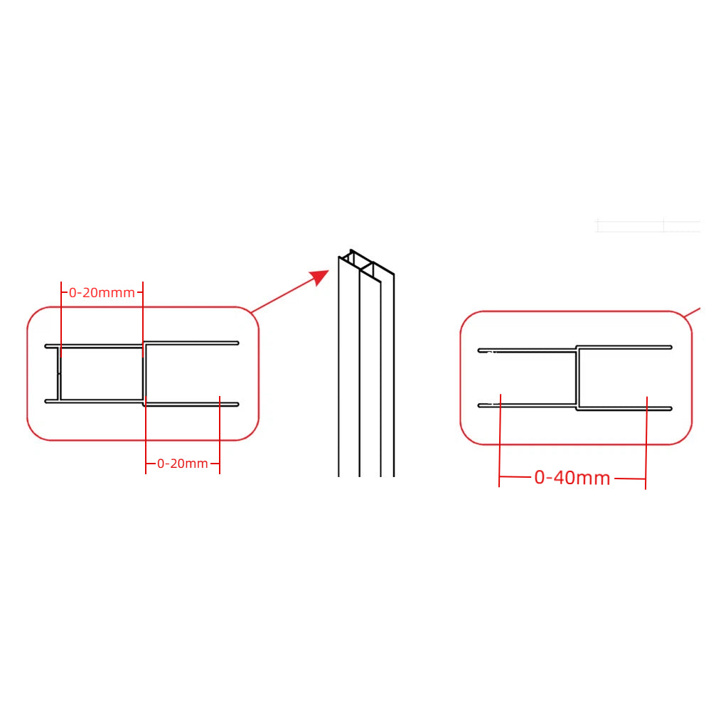 Aluminium-Verlängerungsprofil – Gesamte Verlängerung 4 cm