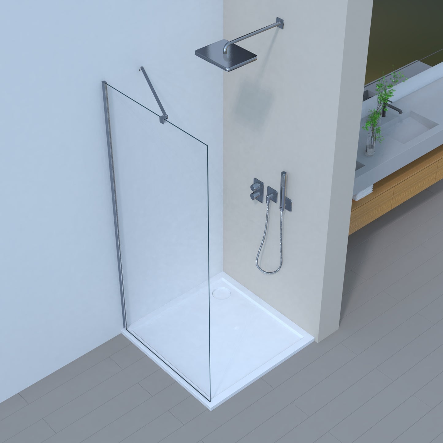 Duschwand Duschglas Duschabtrennung 75 80 90 100 cm, H:185 cm, 6 mm ESG Sicherheitsglas+Nanobeschichtung