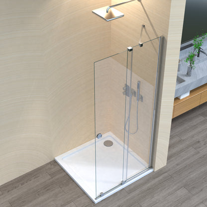 Movable Duschwand, Walk-in, Duschglas, Duschabtrennung, 6mm ESG-Sicherheitsglas, Nanobeschichtung,  Glaswand, Duschwand, H185 cm