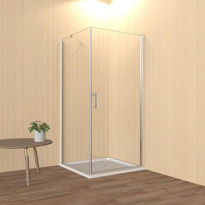 Duschkabine Pendeltür/Schwingtür + Seitenwand,  ESG Glas mit NANO Beschichtung Höhe 185cm