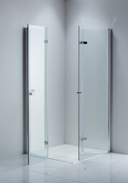 Duschkabine Falttür, Eckeinstieg, 6 mm Nano ESG-Sicherheitsglas, Höhe 185 cm