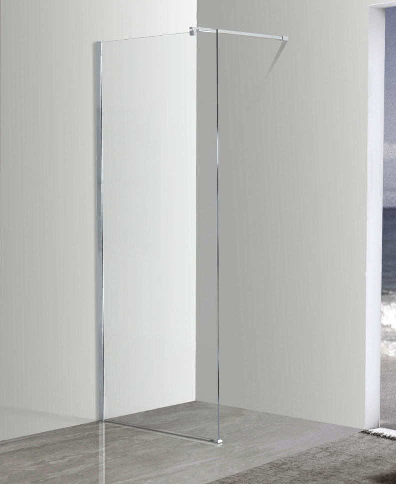 Duschwand, Glaswand 75 80 90 100 120 cm, H:200 cm, 8 mm Klarglas+Nanobeschichtung