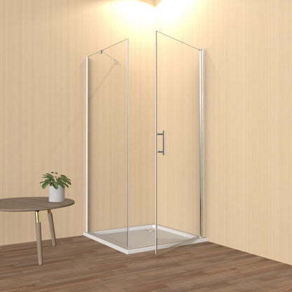 Duschkabine Pendeltür/Schwingtür + Seitenwand,  ESG Glas mit NANO Beschichtung Höhe 185cm