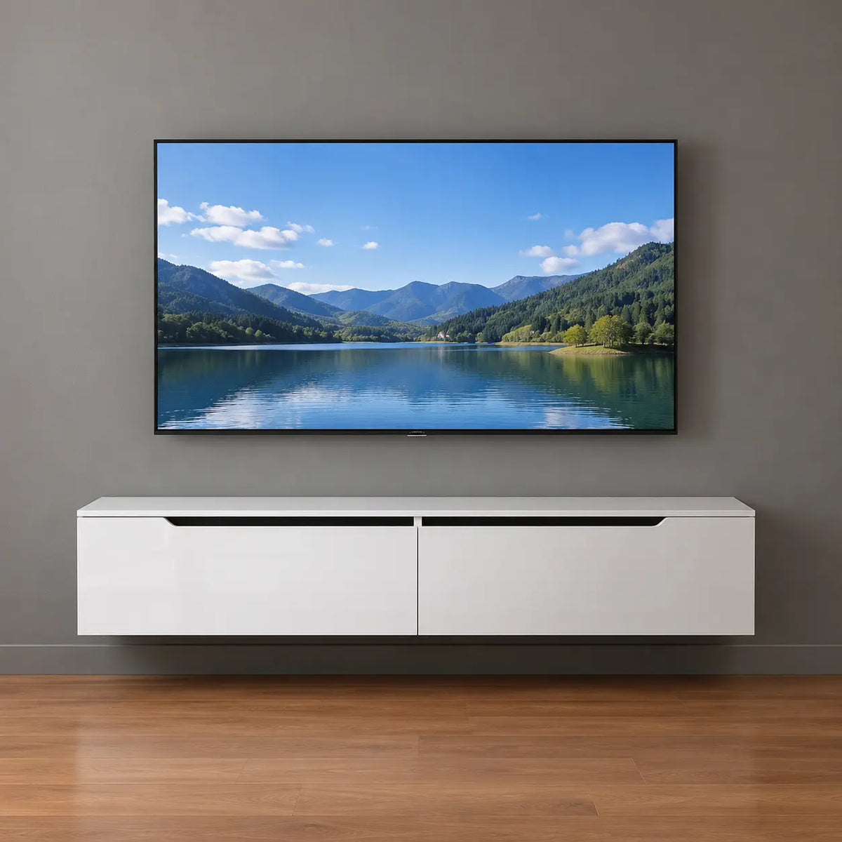 TV-Schrank 160 cm Hochglanz Weiß mit RGB LED, Soft-Close, hängend oder stehend