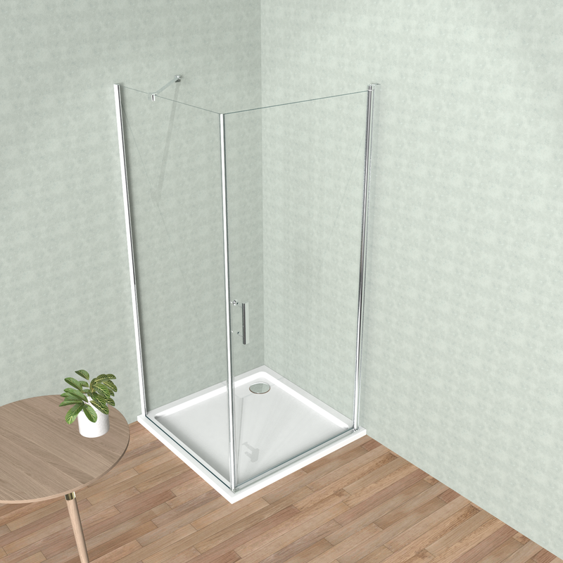 Duschkabine Pendeltür/Schwingtür + Seitenwand,  ESG Glas mit NANO Beschichtung Höhe 185cm