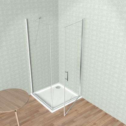 Duschkabine Pendeltür/Schwingtür + Seitenwand,  ESG Glas mit NANO Beschichtung Höhe 185cm
