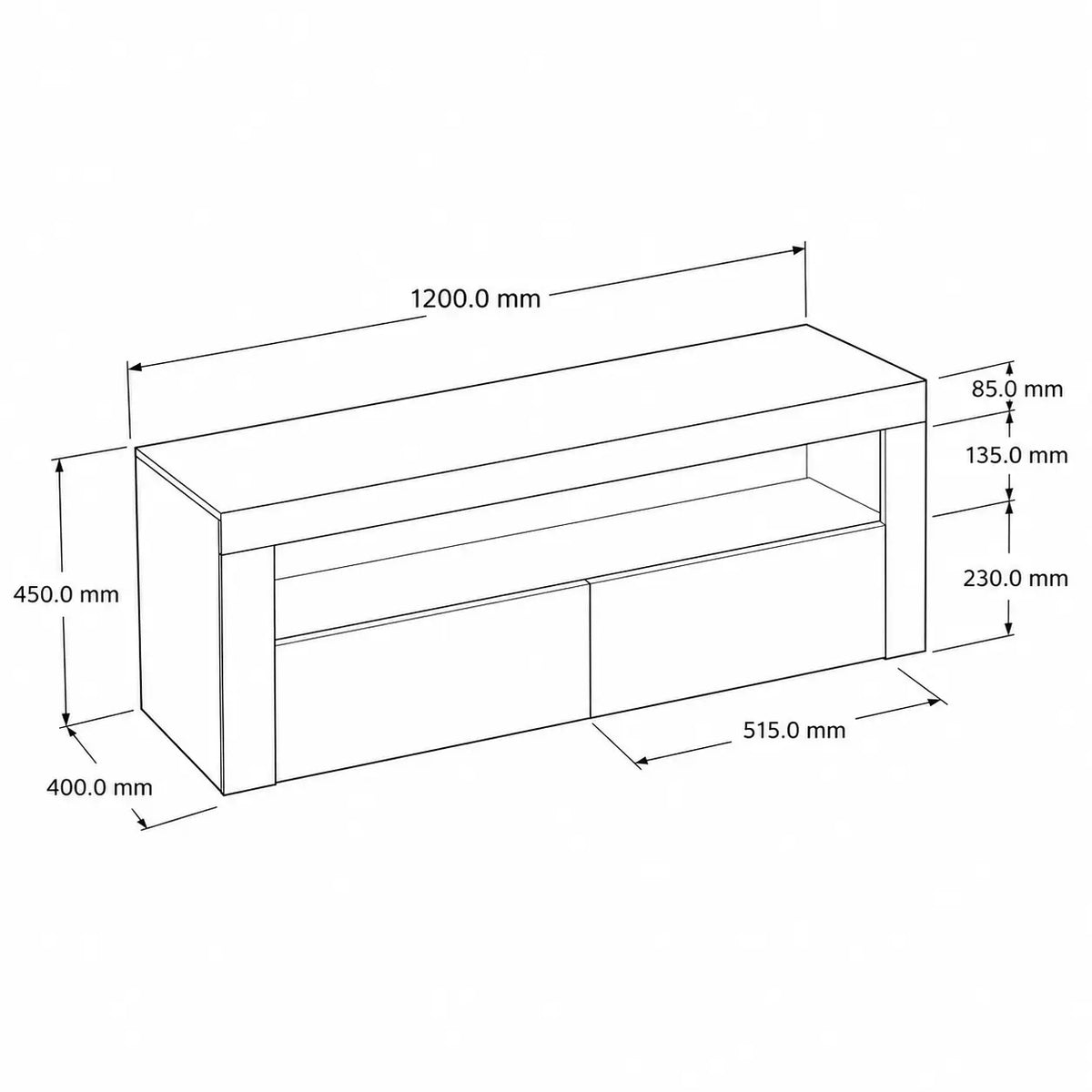 TV-Schrank Hochglanz Weiß mit LED-Beleuchtung, Moderner Fernsehtisch mit Stauraum, TV-Lowboard mit Fernbedienung, 120 cm