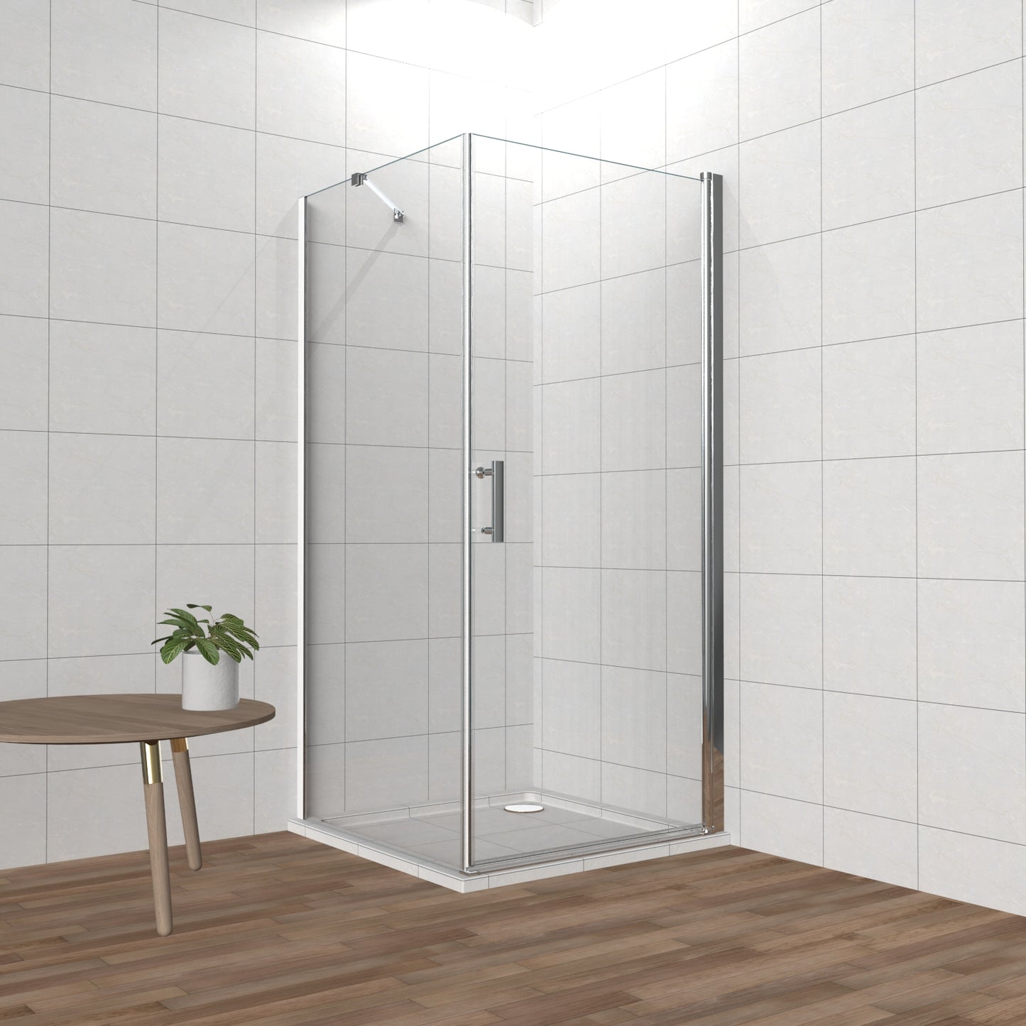 Duschkabine Pendeltür/Schwingtür + Seitenwand,  ESG Glas mit NANO Beschichtung Höhe 185cm