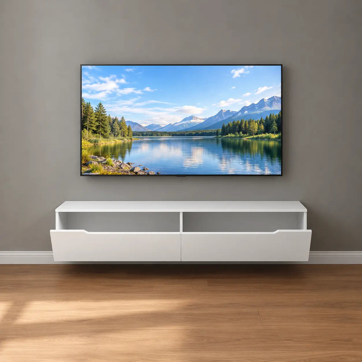 TV-Schrank 160 cm Hochglanz Weiß mit RGB LED, Soft-Close, hängend oder stehend