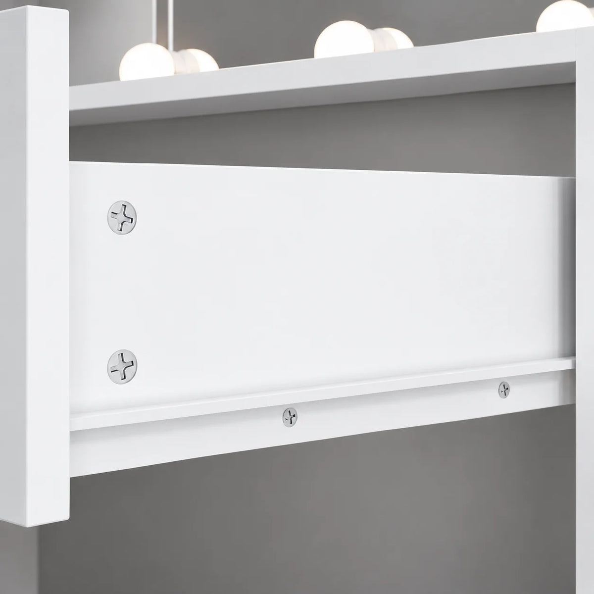 Schminktisch mit LED-Spiegel und Hocker – 12 LED-Leuchten, 3 Lichtfarben, dimmbar, mit Schubladen