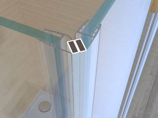 Duschkabine Falttür, Eckeinstieg, 6 mm Nano ESG-Sicherheitsglas, Höhe 185 cm