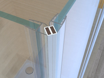 Duschkabine Falttür, Eckeinstieg, 6 mm Nano ESG-Sicherheitsglas, Höhe 185 cm