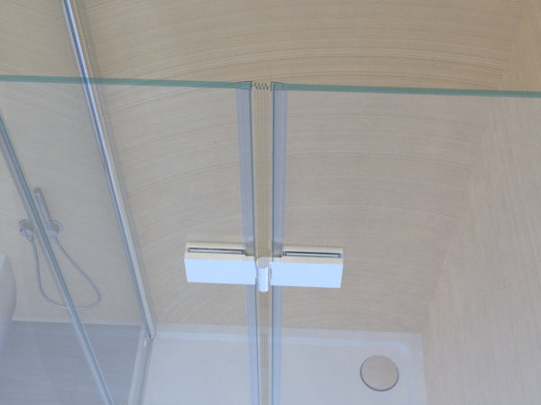 Duschkabine Falttür, Eckeinstieg, 6 mm Nano ESG-Sicherheitsglas, Höhe 185 cm