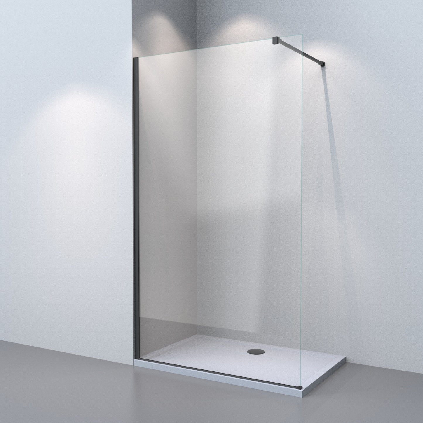 Duschwand, Glaswand 75 80 90 100 120 cm, H:200 cm, 8 mm Klarglas+Nanobeschichtung