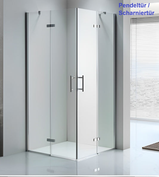 Duschkabine Pendeltür, Schwingtür/Scharniertür, Eckeinstieg Höhe 185 cm