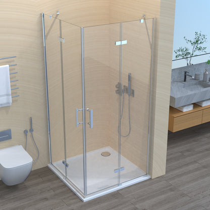 Duschkabine Pendeltür, Schwingtür/Scharniertür, Eckeinstieg Höhe 185 cm