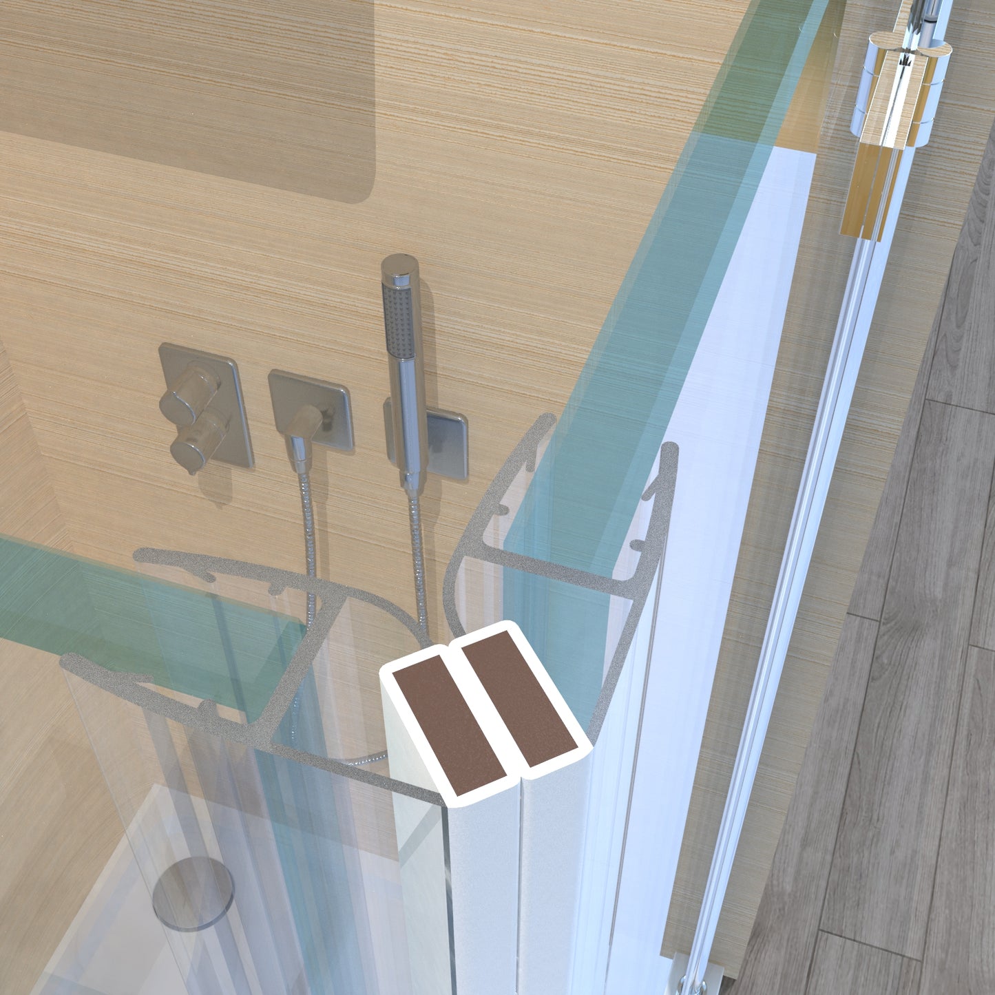 Movable Duschkabine Schiebetür 6mm ESG-Sicherheitsglas, Nanobeschichtung, Eckeinstieg, Duschabtrennung, H185 cm