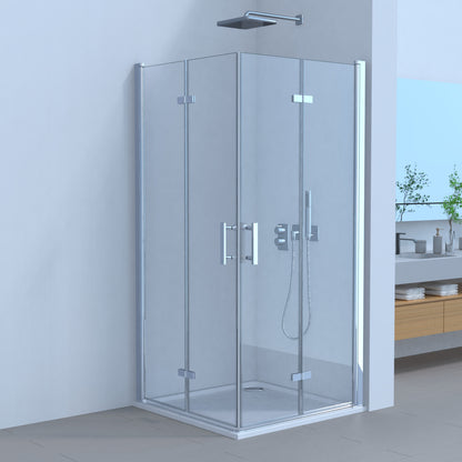 Duschkabine Falttür, Eckeinstieg, 6 mm Nano ESG-Sicherheitsglas, Höhe 185 cm