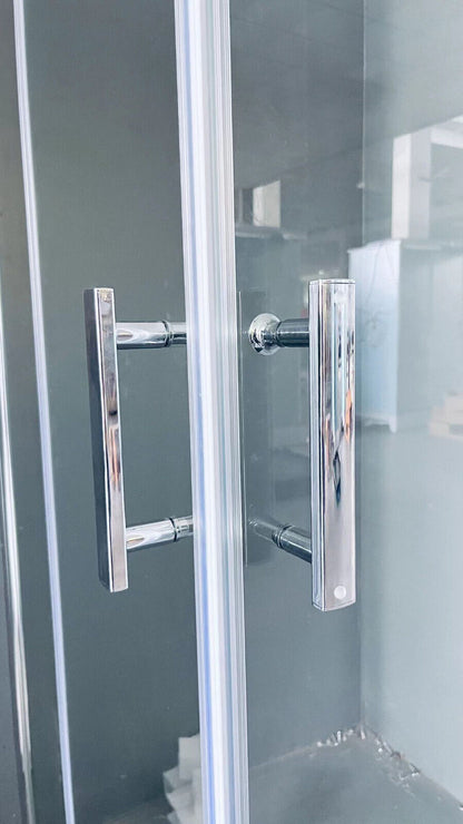 Duschkabine Falttür, Eckeinstieg, 6 mm Nano ESG-Sicherheitsglas, Höhe 185 cm