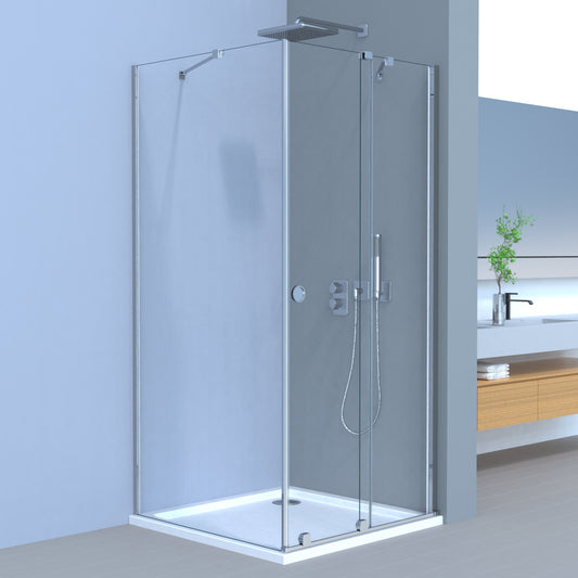 Movable Duschkabine Schiebetür + Seitenglas, 6 mm ESG-Sicherheitsglas + Nanobeschichtung, H185 cm