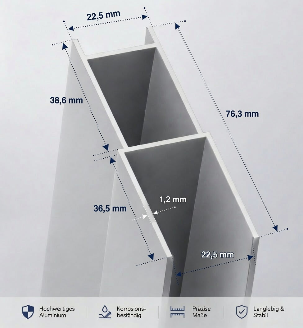Profilverbreiterung bis 4 cm für Duschkabinen und Duschtüren
