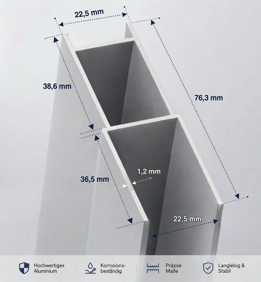 Profilverbreiterung bis 4 cm für Duschkabinen und Duschtüren