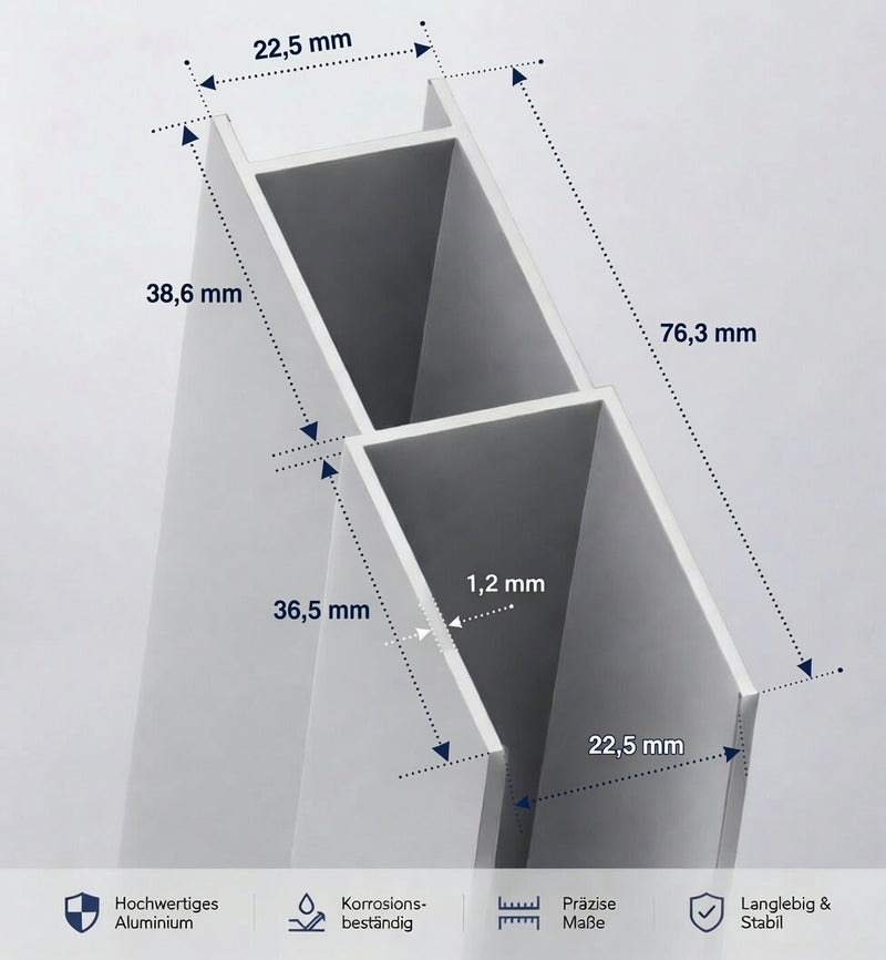 Profilverbreiterung bis 4 cm für Duschkabinen und Duschtüren