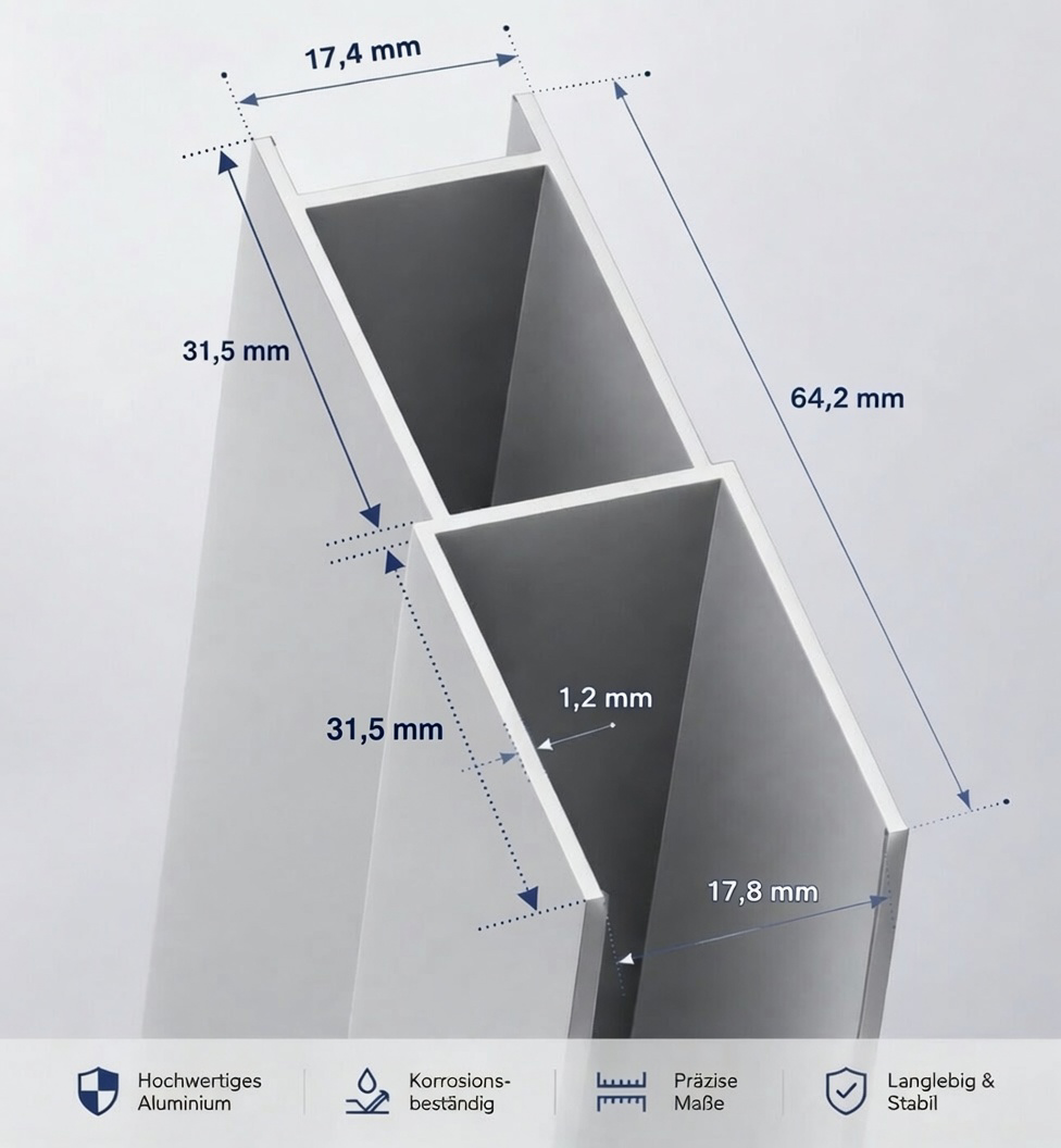 Profilverbreiterung bis 4 cm für Duschkabinen und Duschtüren