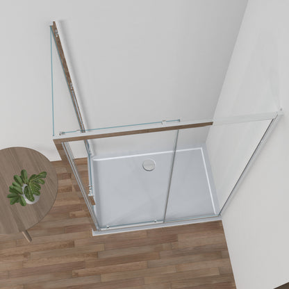 Duschkabine Schiebetür + Seitenglas, 5 mm ESG-Sicherheitsglas, H185 cm