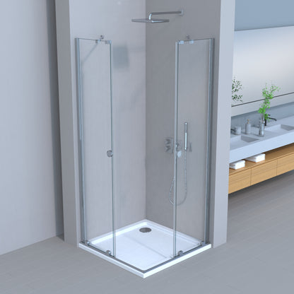 Movable Duschkabine Schiebetür 6mm ESG-Sicherheitsglas, Nanobeschichtung, Eckeinstieg, Duschabtrennung, H185 cm