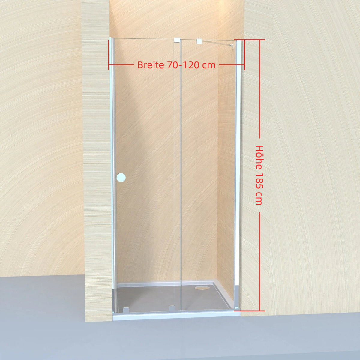 Nischentür Duschtür 75/80/90/100/120x185 cm Schiebetür  6mm ESG Nano Beschichtung Duschtrennwand Duschabtrennung