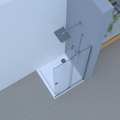 Movable Duschwand, Walk-in, Duschglas, Duschabtrennung, 6mm ESG-Sicherheitsglas, Nanobeschichtung,  Glaswand, Duschwand, H185 cm
