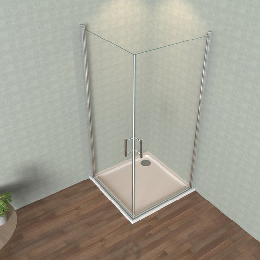 Eckeinstieg Duschkabine Pendeltür/Schwingtür  ESG Glas mit NANO Beschichtung Höhe 185cm