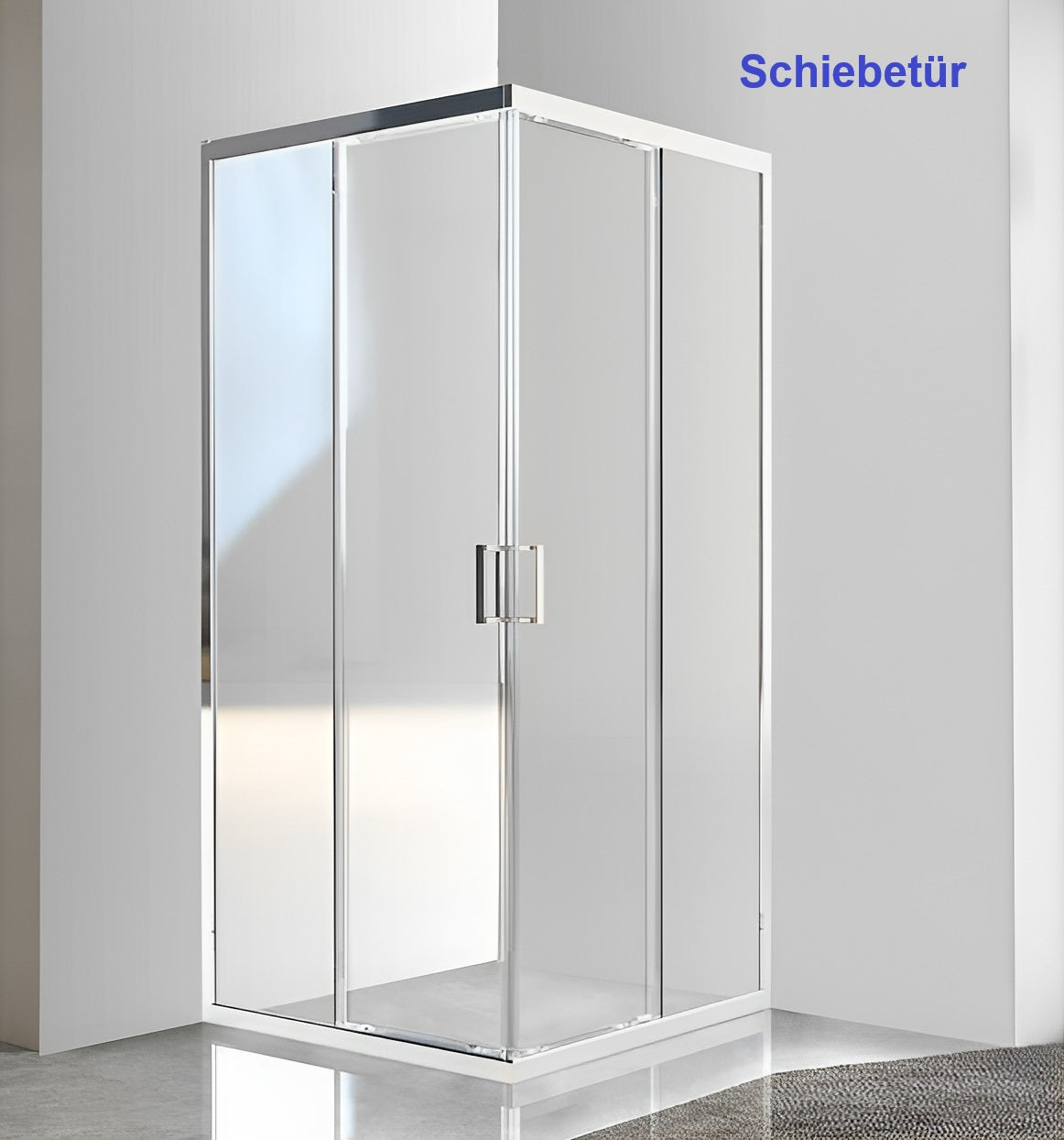 Duschkabine Schiebetür, 5mm Gläser, Eckeinstieg Höhe 185 cm