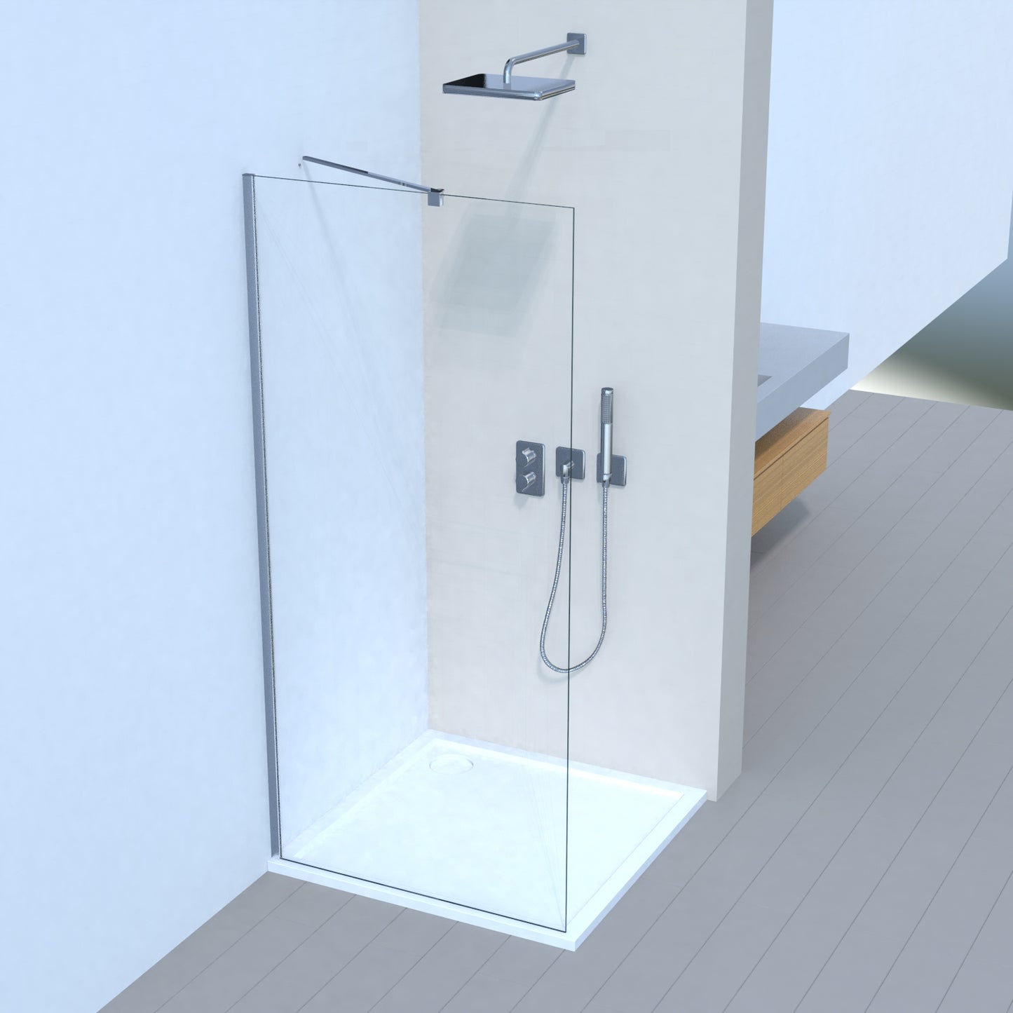 Duschwand Duschglas Duschabtrennung 75 80 90 100  cm, H:185 cm, 6 mm ESG Sicherheitsglas+Nanobeschichtung