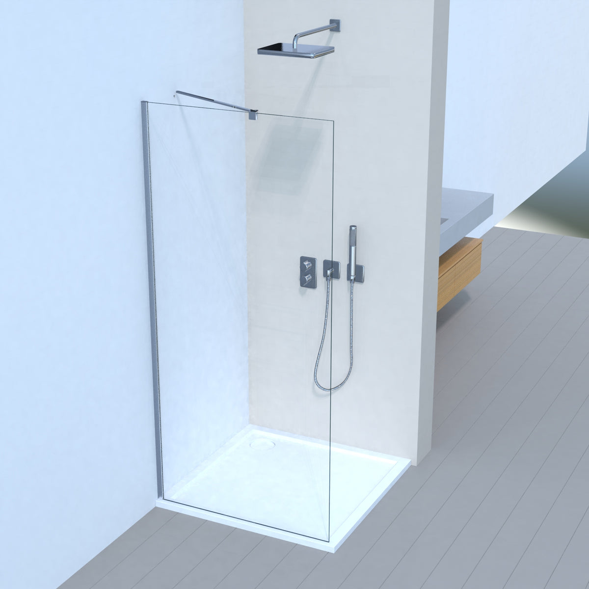 Duschwand Duschglas Duschabtrennung 75 80 90 100  cm, H:185 cm, 6 mm ESG Sicherheitsglas+Nanobeschichtung