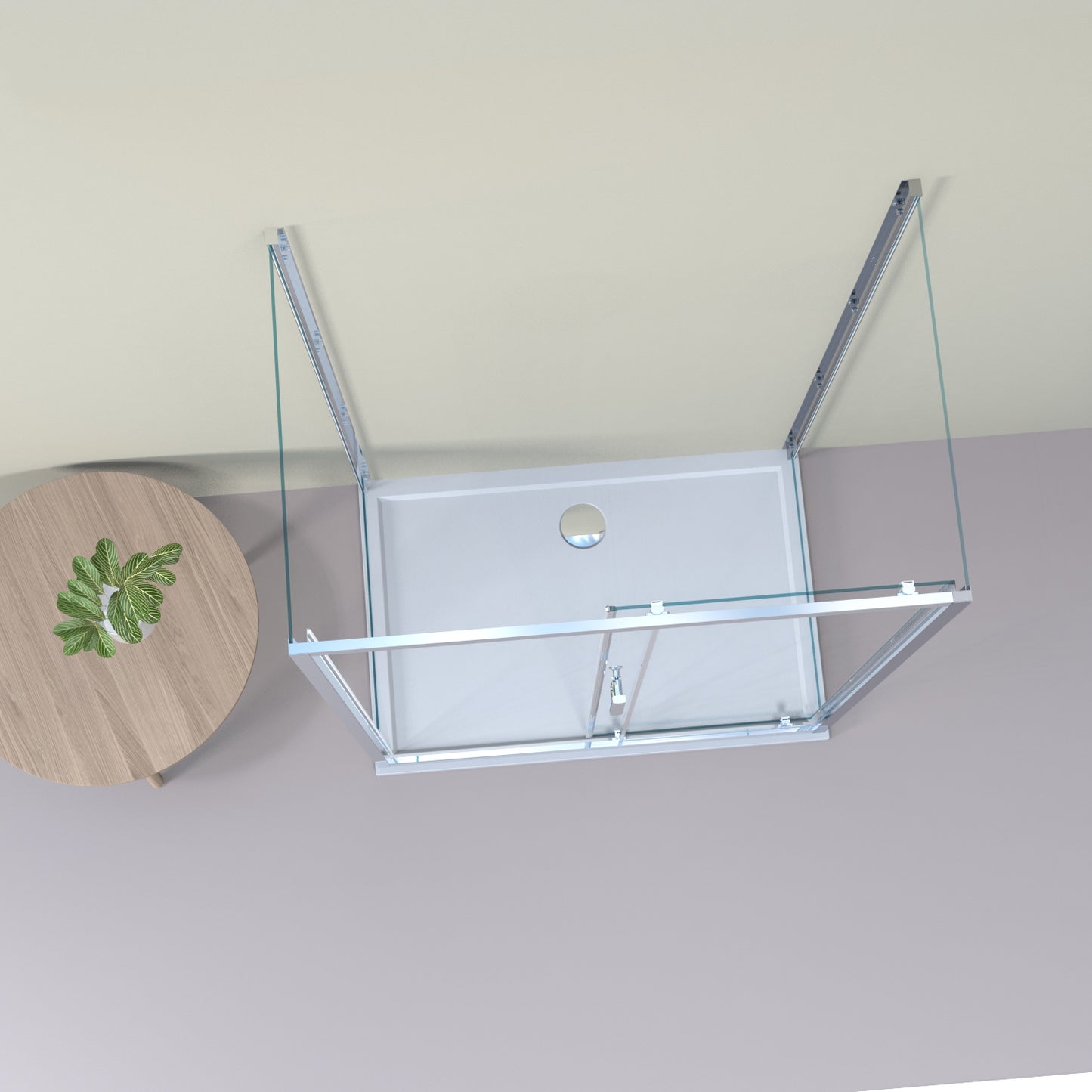 Duschkabine U-Dusche, Schiebetür + 2*Seitengläser, 5 mm ESG-Sicherheitsglas, H185 cm