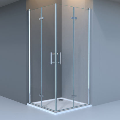 Duschkabine Falttür, Eckeinstieg, 6 mm Nano ESG-Sicherheitsglas, Höhe 185 cm