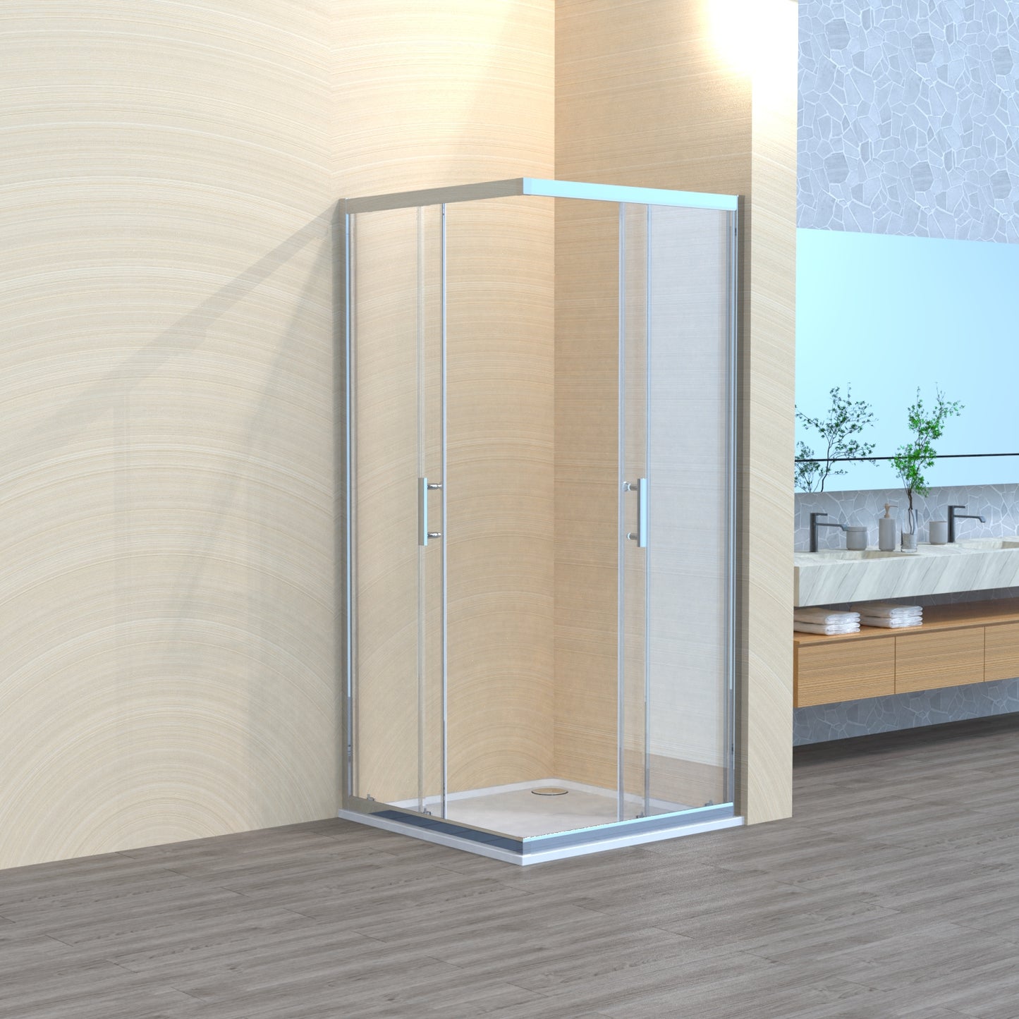 Duschkabine Schiebetür, Eckeinstieg Höhe 185 cm