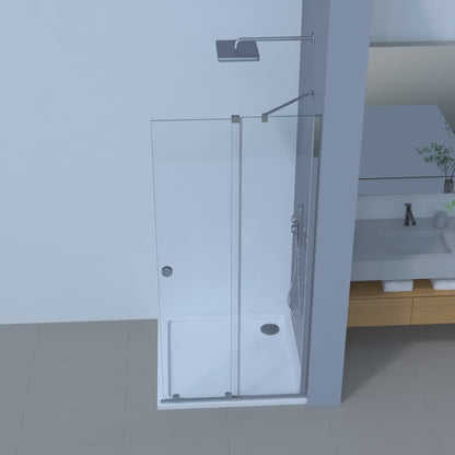 Movable Duschwand, Walk-in, Duschglas, Duschabtrennung, 6mm ESG-Sicherheitsglas, Nanobeschichtung,  Glaswand, Duschwand, H185 cm