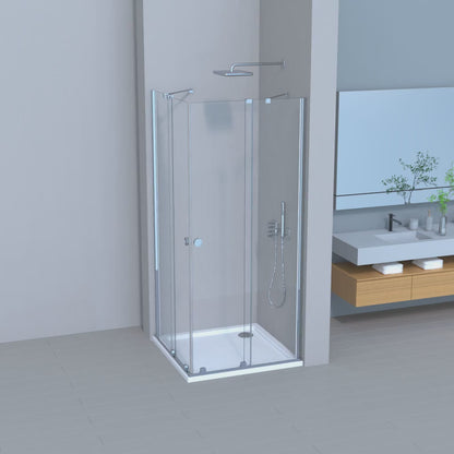 Movable Duschkabine Schiebetür 6mm ESG-Sicherheitsglas, Nanobeschichtung, Eckeinstieg, Duschabtrennung, H185 cm