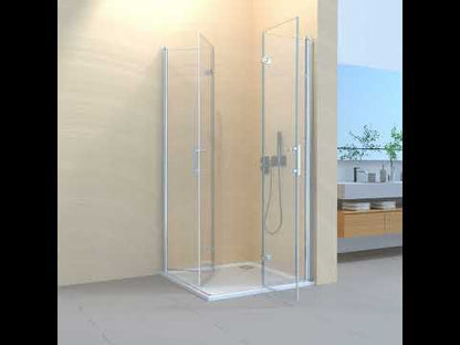 Duschkabine Falttür, Eckeinstieg, 6 mm Nano ESG-Sicherheitsglas, Höhe 185 cm